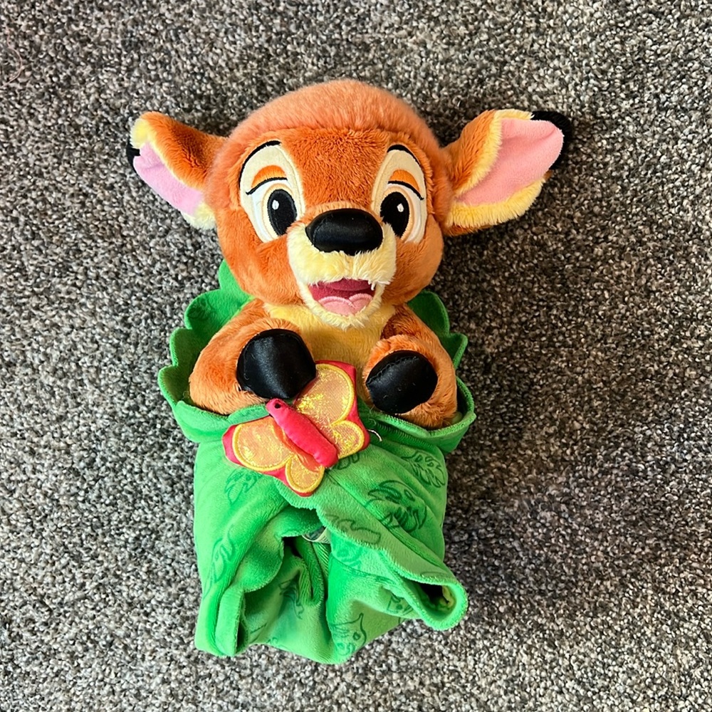 Disney Babies Bambi Plush Baby Deer with Green Blanket